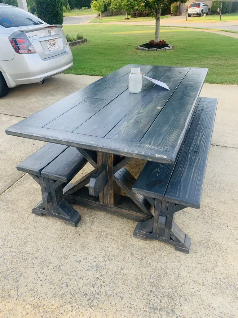 Farmhouse Table Stained with Aged Barrel Stain Color