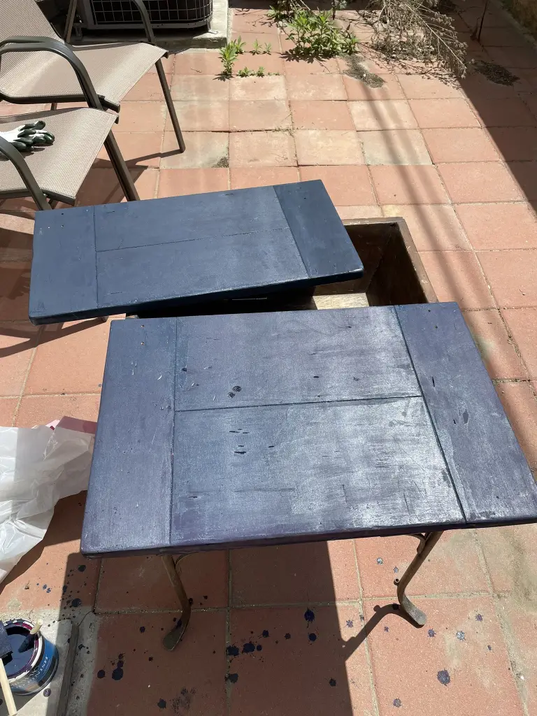 Restoration of Tables with Navy Blue Stain