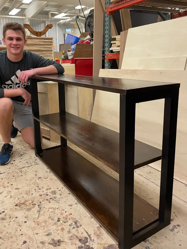 Shelves coated with water-based polyurethane topcoat
