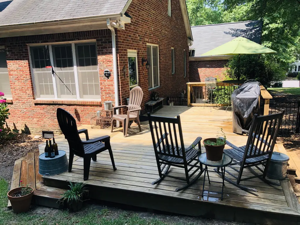 The stain on the deck has dried